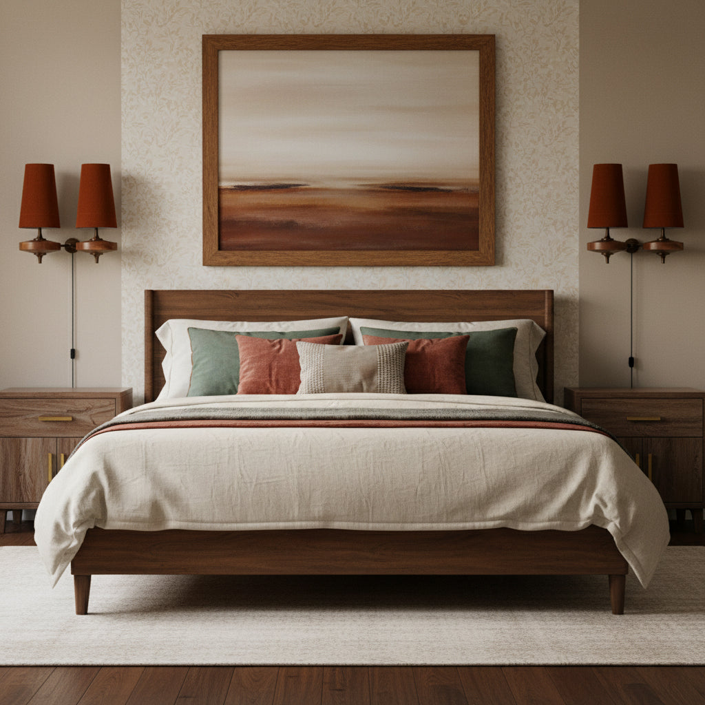 Modern Walnut Plug-In Double Wall Sconce Lamp