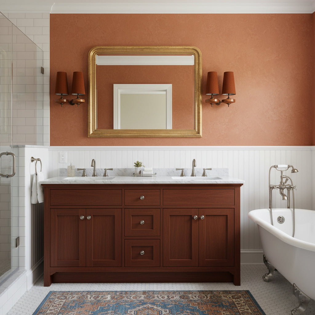 Walnut Double Wall Sconce with Fabric Shades