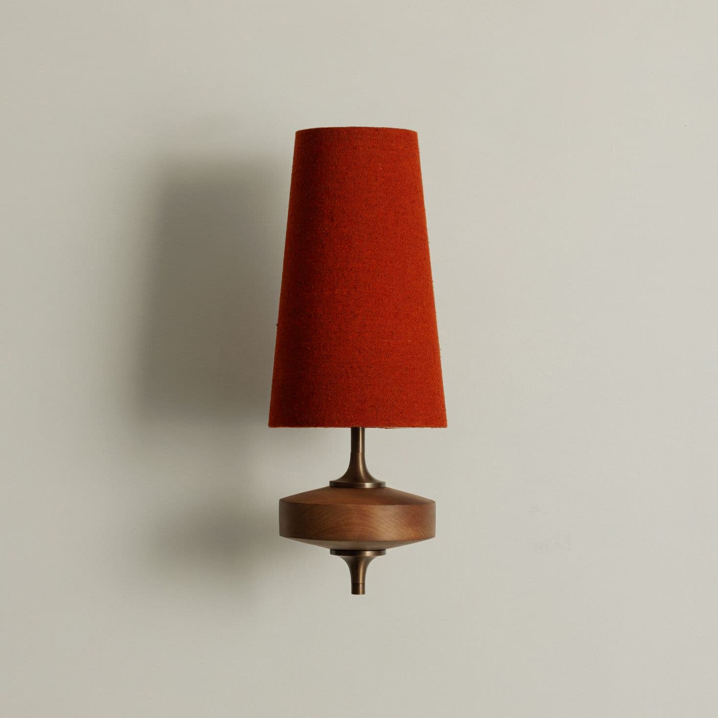 Walnut Double Wall Sconce with Fabric Shades
