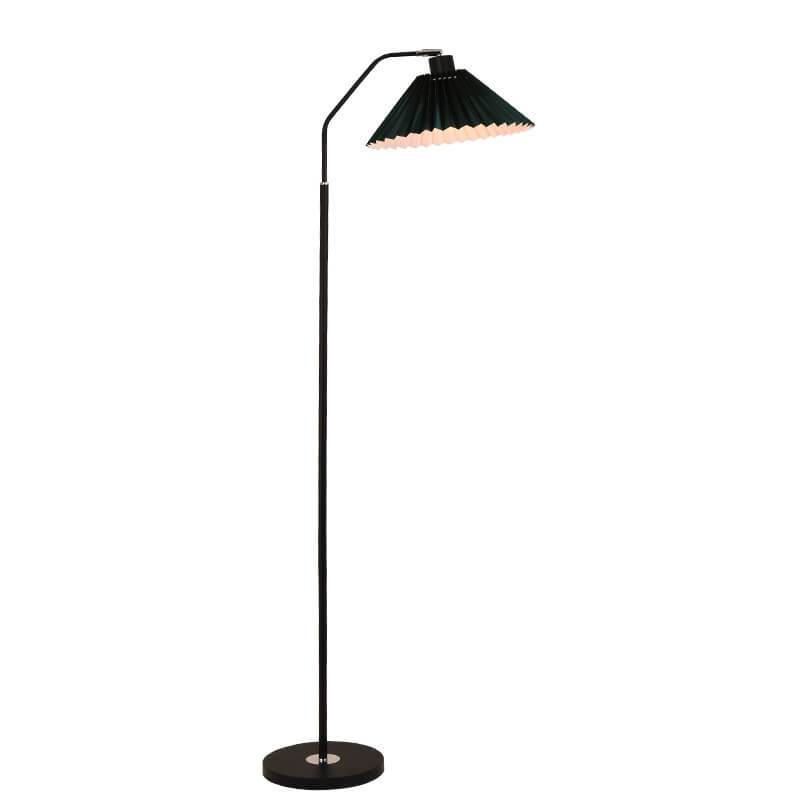 Iron Pleated Shade Floor Lamp with Curved Arm
