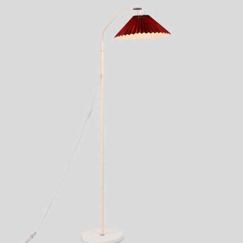 Iron Pleated Shade Floor Lamp with Curved Arm
