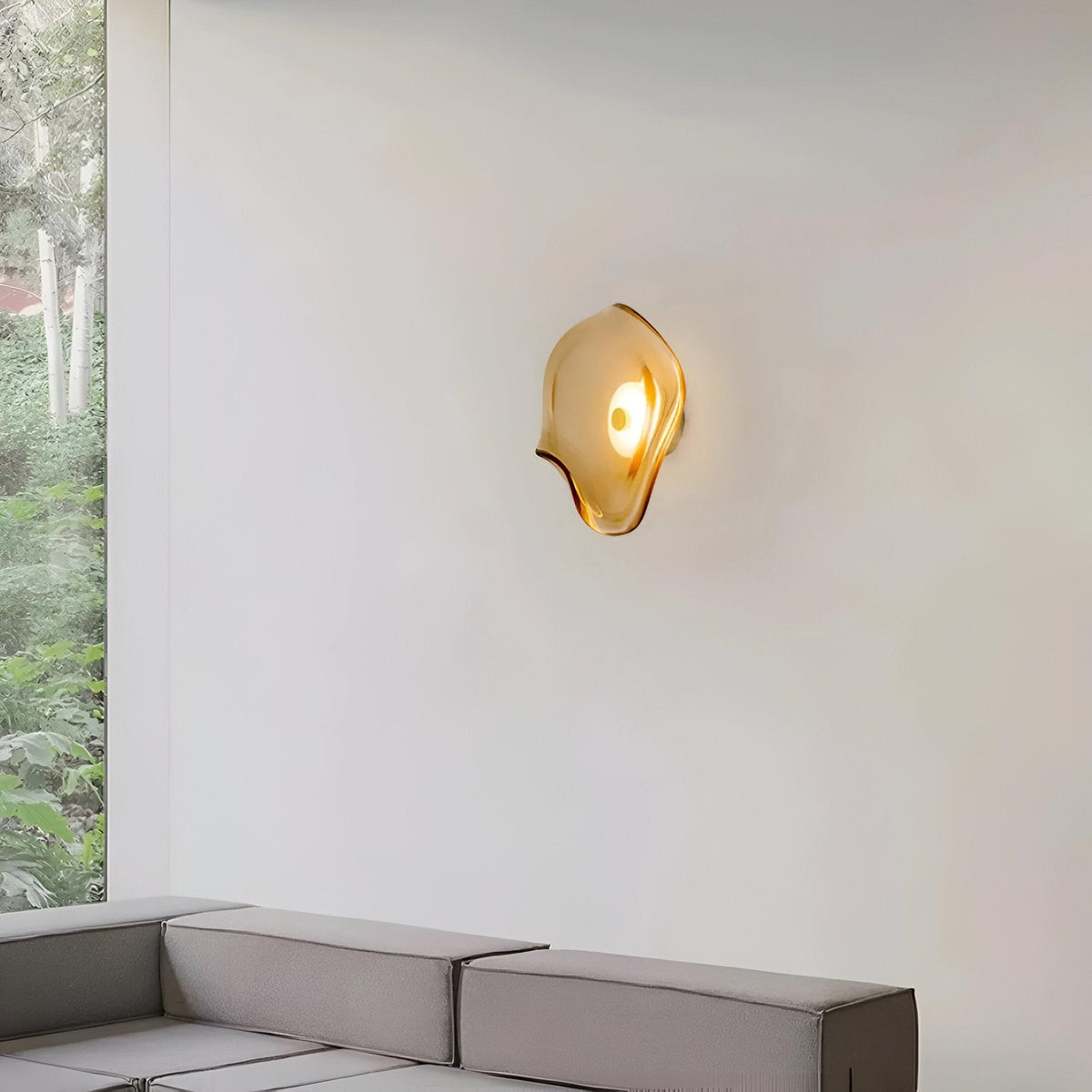Japandi Glass Wall Sconce with Curved Shade