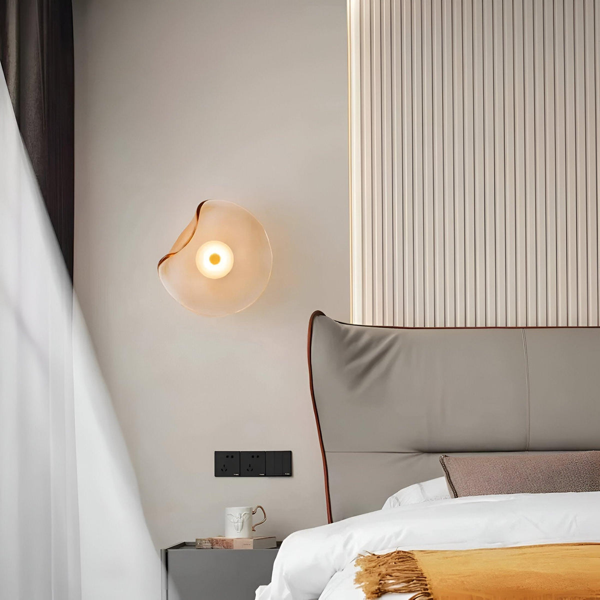 Japandi Glass Wall Sconce with Curved Shade