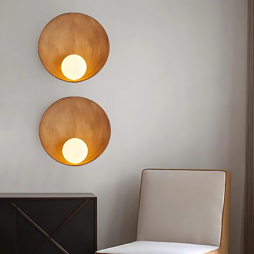 Japandi Resin Wall Sconce with Frosted Globe