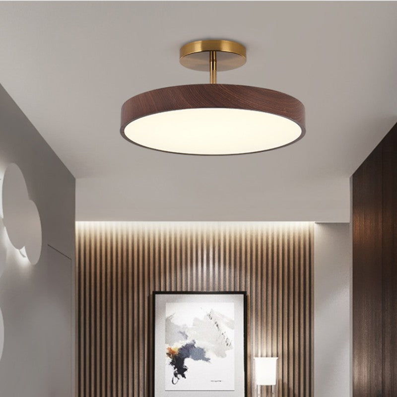 Japanese Wood Finish Semi Flush Ceiling Light