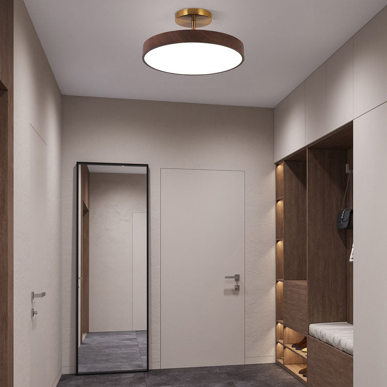 Japanese Wood Finish Semi Flush Ceiling Light