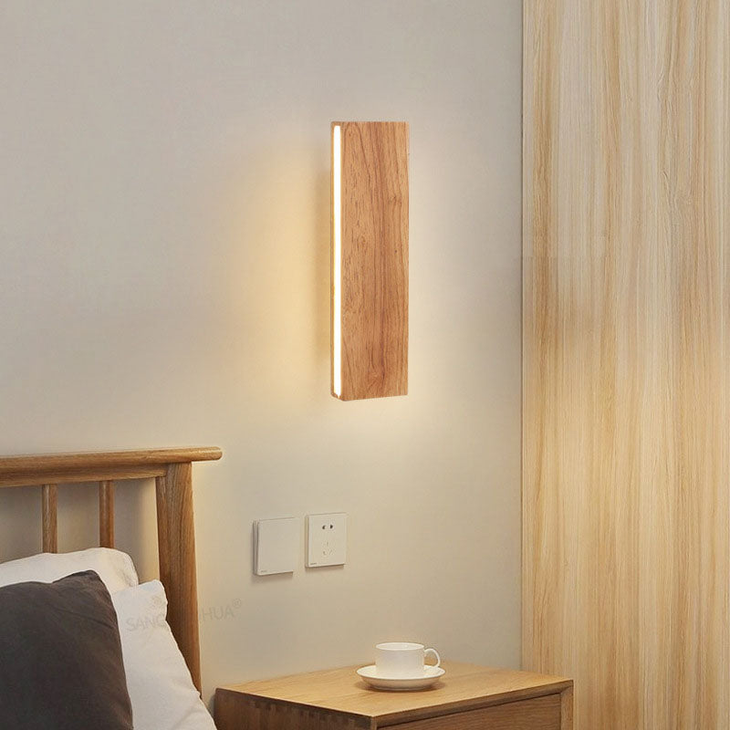 Japanese Wood LED Wall Sconce with Soft Glow