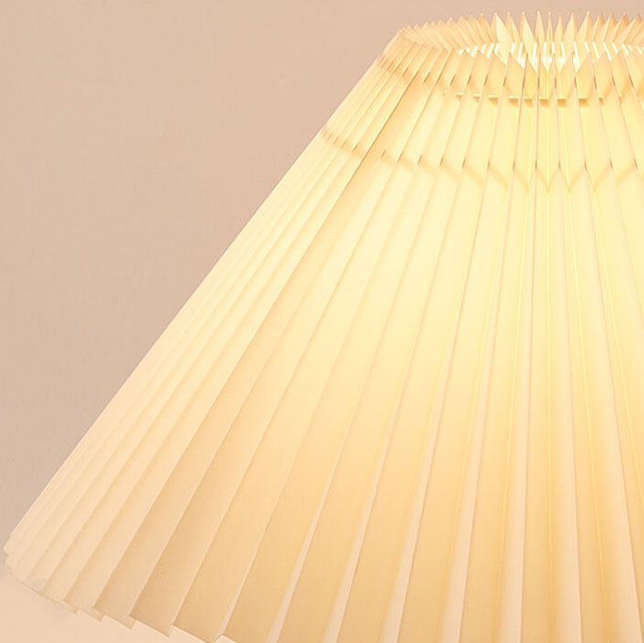 Japanese Wooden Table Lamp with Pleated Shade