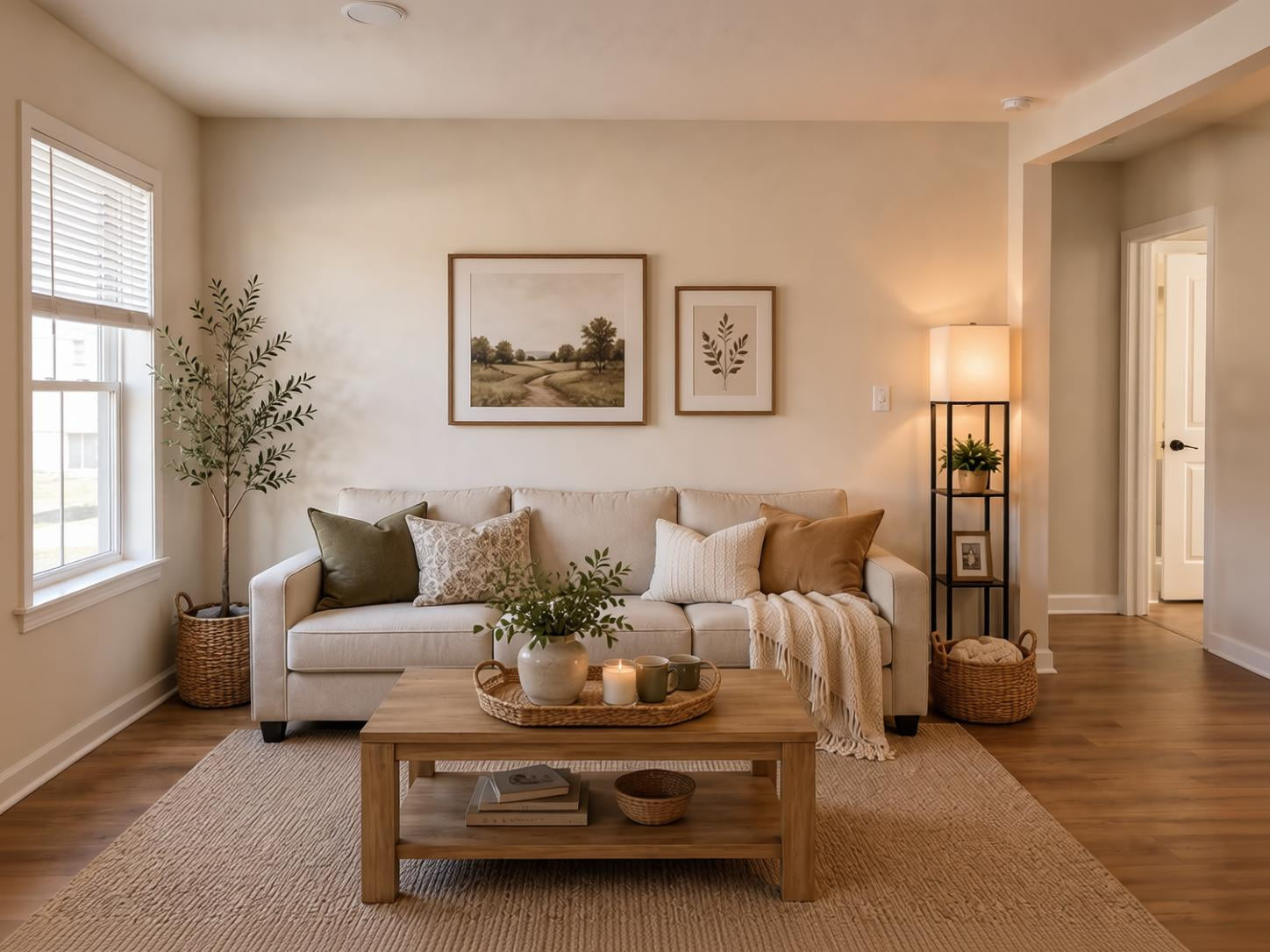 Living_room_with_a_beige_sofa_wooden_coffee_table_and_decorative_items