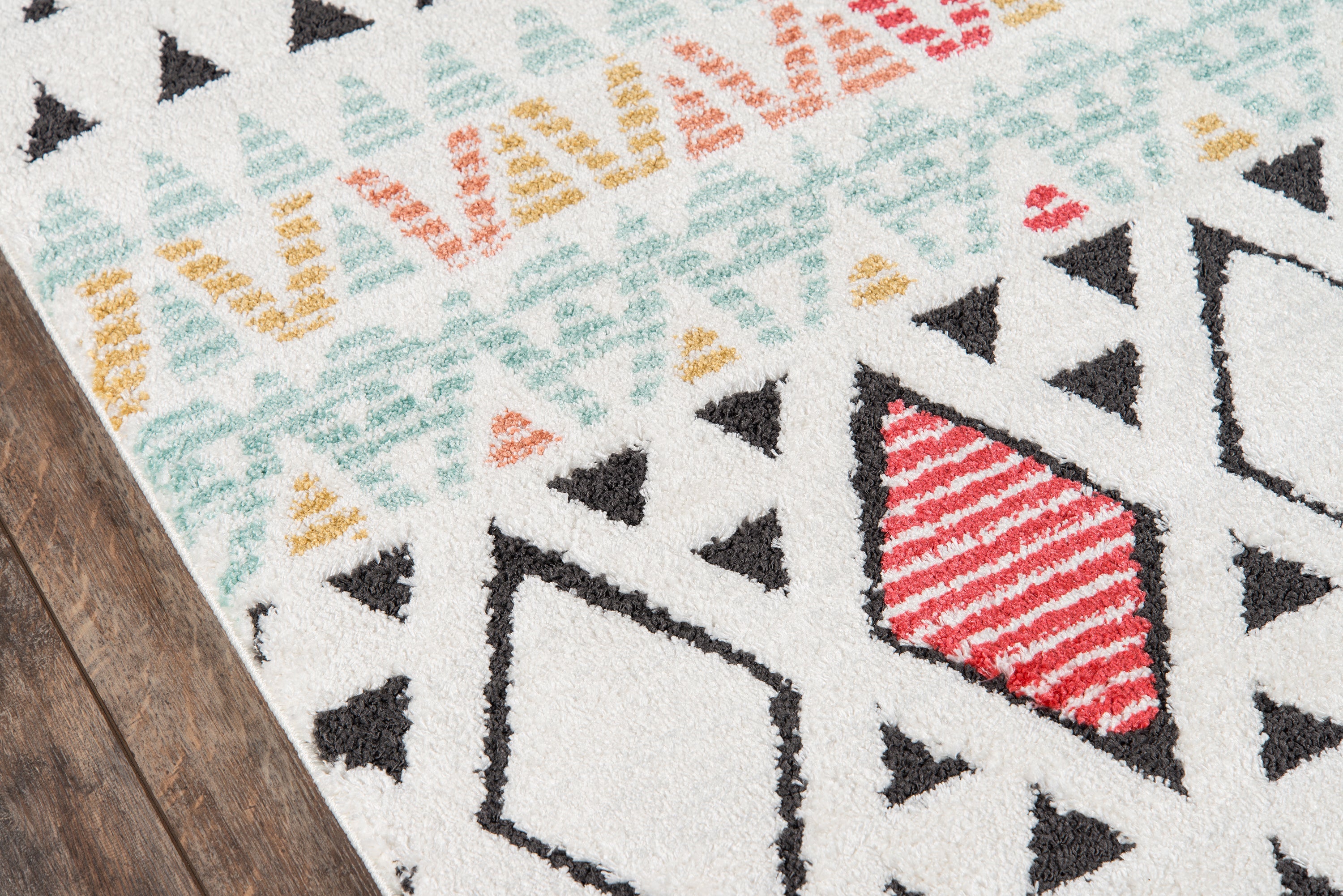 Boho Tribal Area Rug with Colorful Geometric