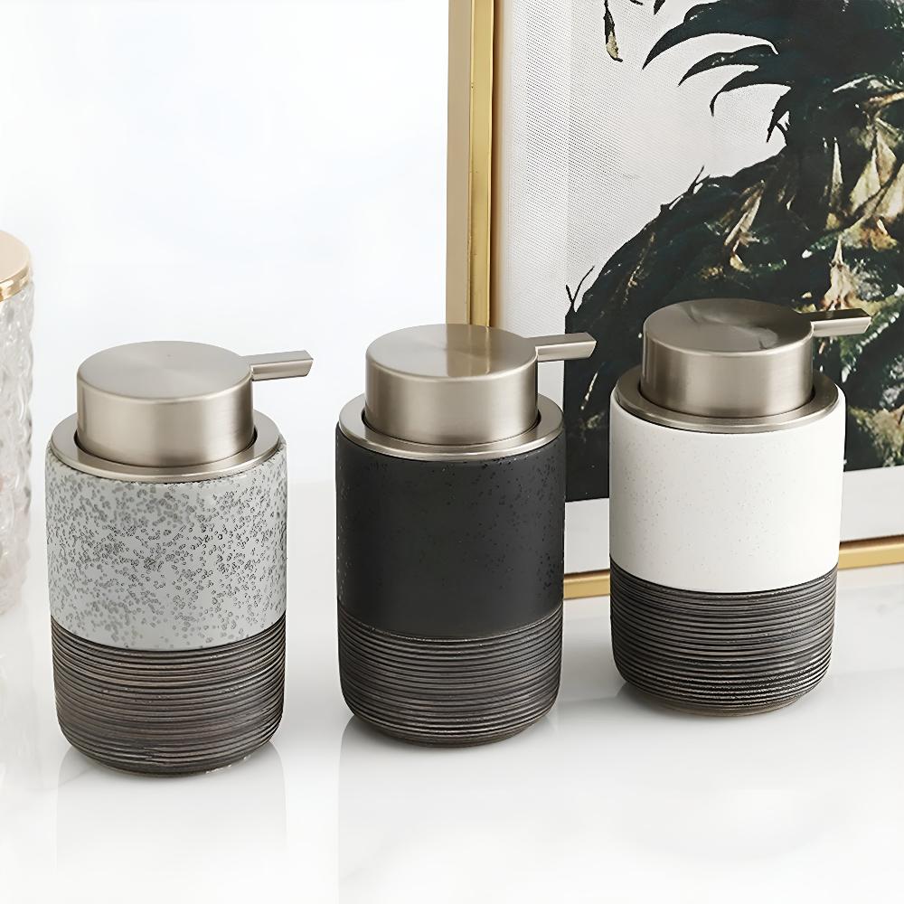 Matte Ceramic Soap Dispenser with Ribbed Base