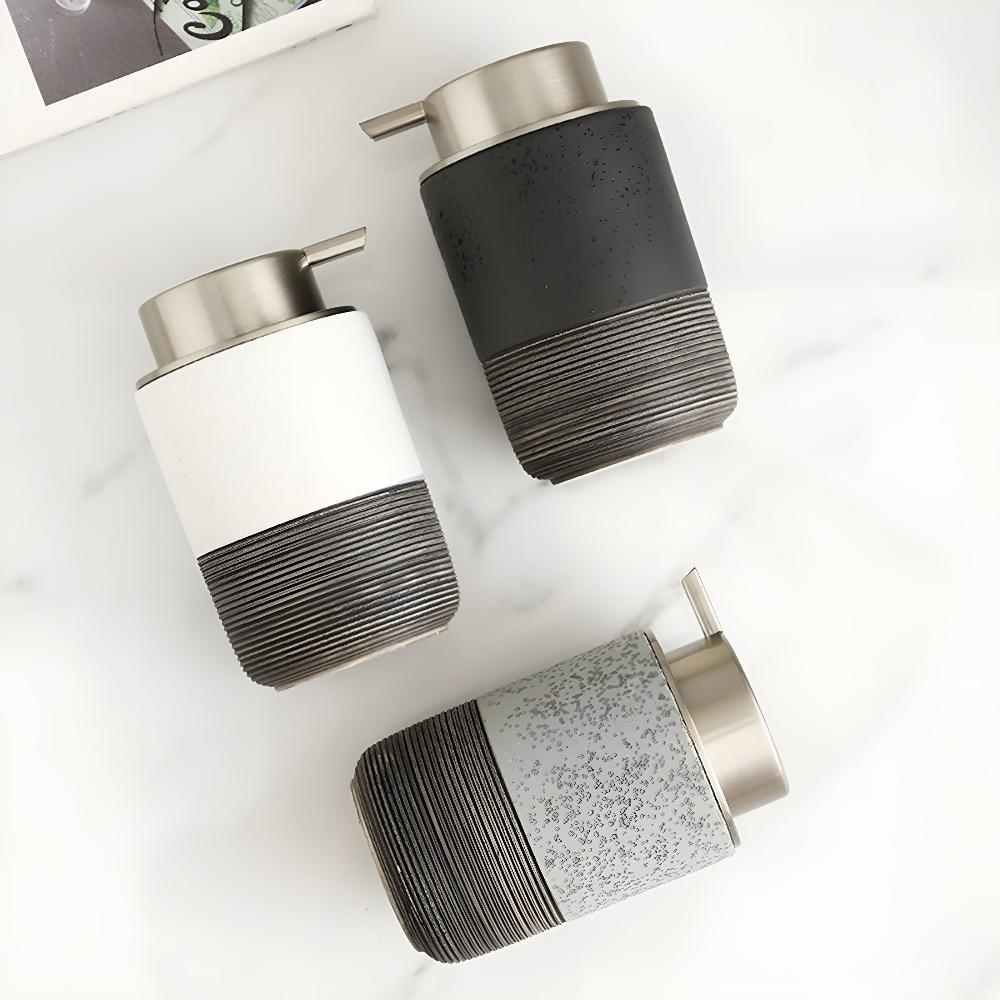 Matte Ceramic Soap Dispenser with Ribbed Base