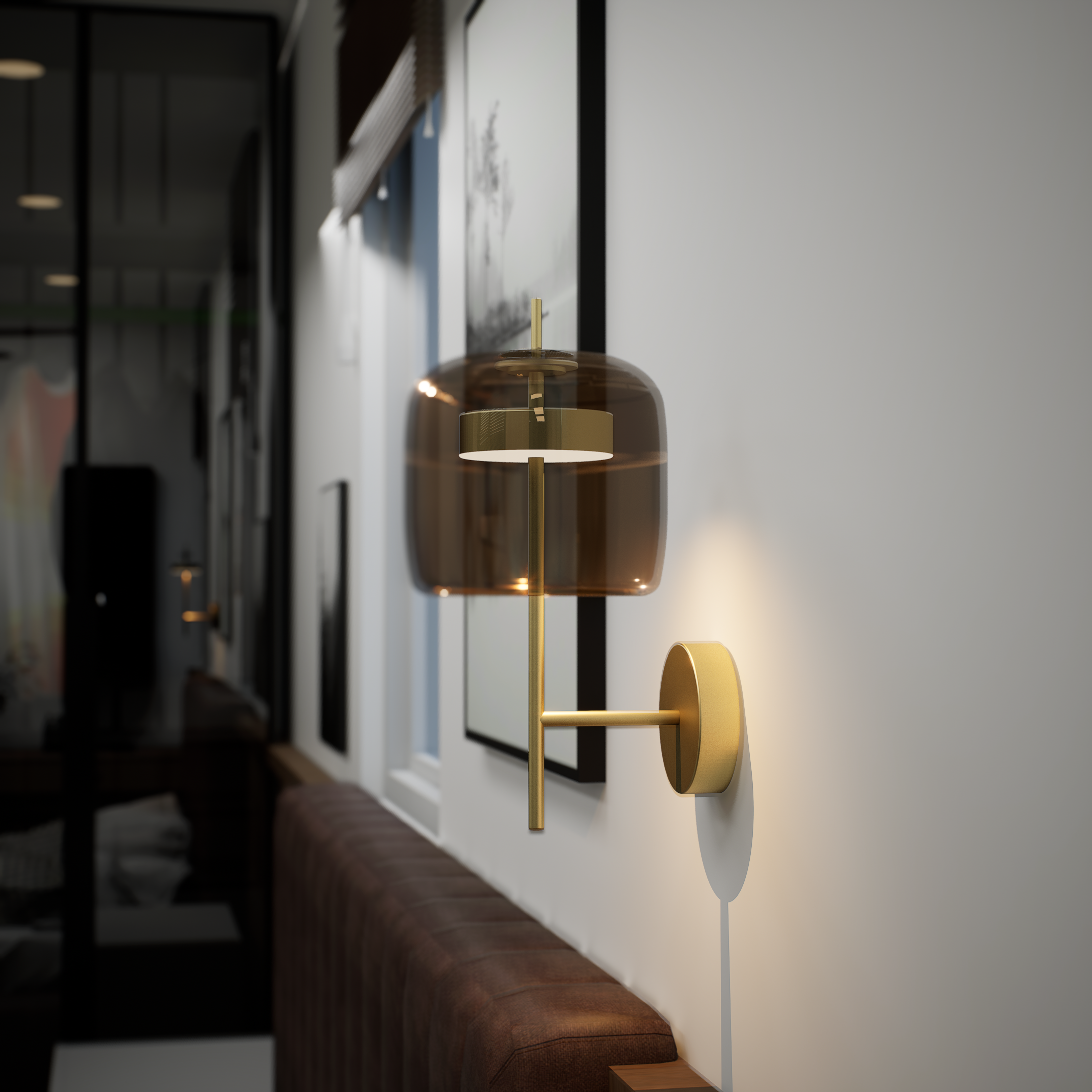 Mid-Century LED Wall Sconce with Smoked Glass