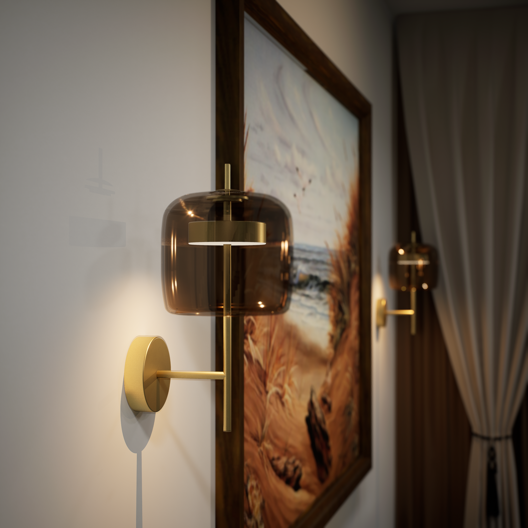 Mid-Century LED Wall Sconce with Smoked Glass