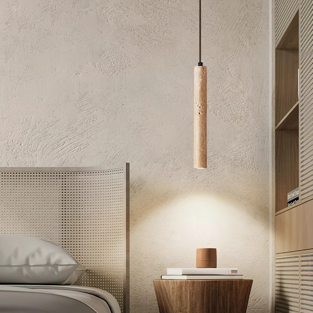 Minimalist Travertine Stone Pendant Light