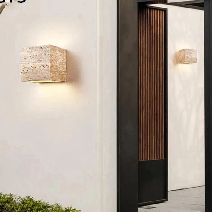 Minimalist Travertine Up Down LED Wall Sconce