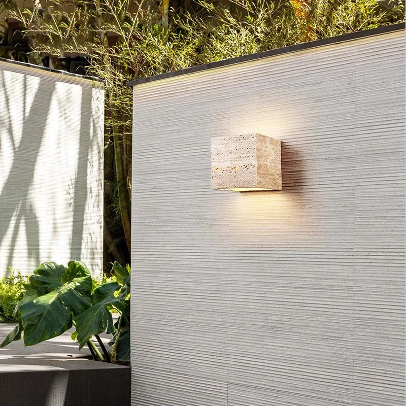 Minimalist Travertine Up Down LED Wall Sconce