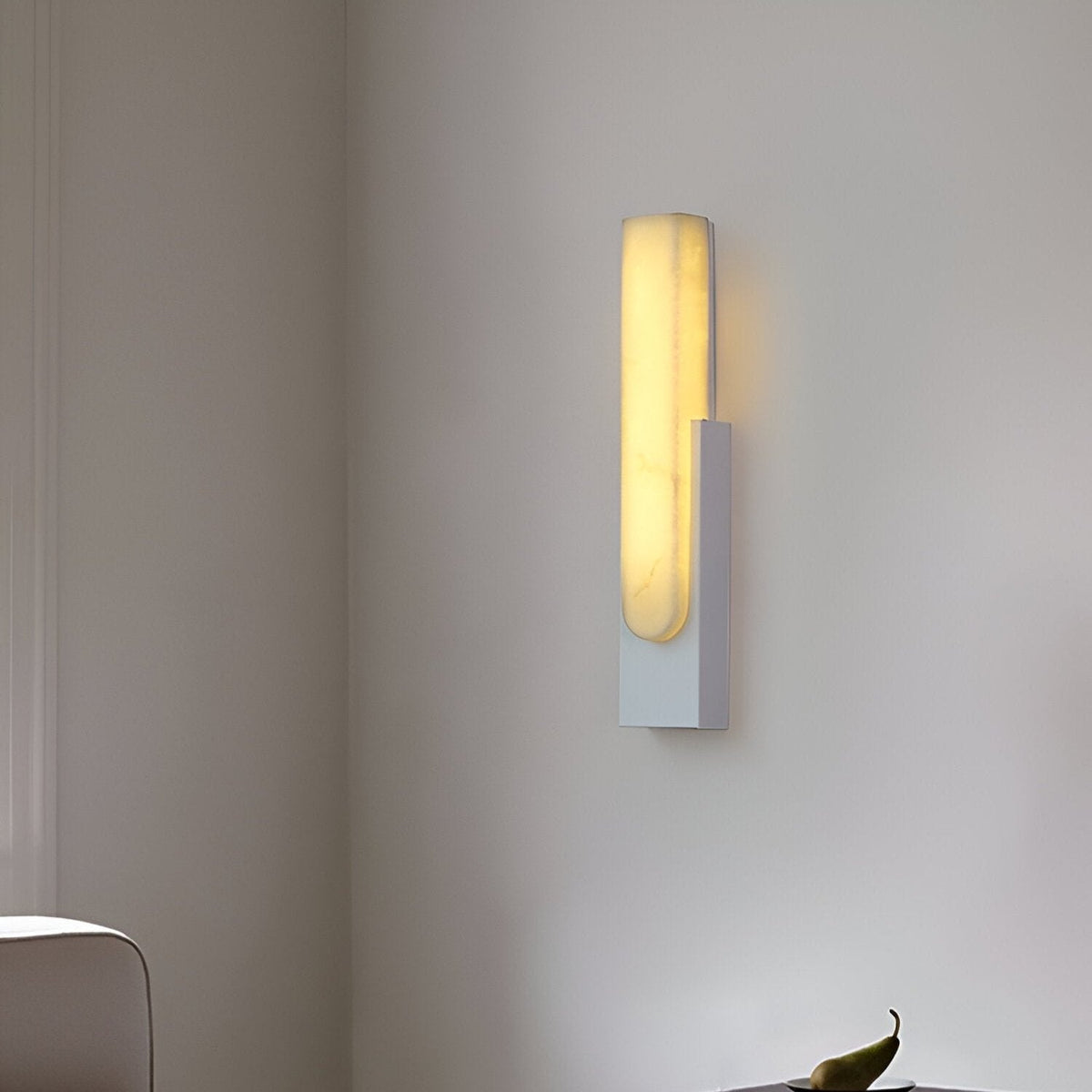 Modern Alabaster Wall Sconce with Brass Frame