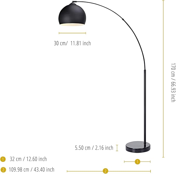 Modern Arc Floor Lamp with Dome Metal Shade