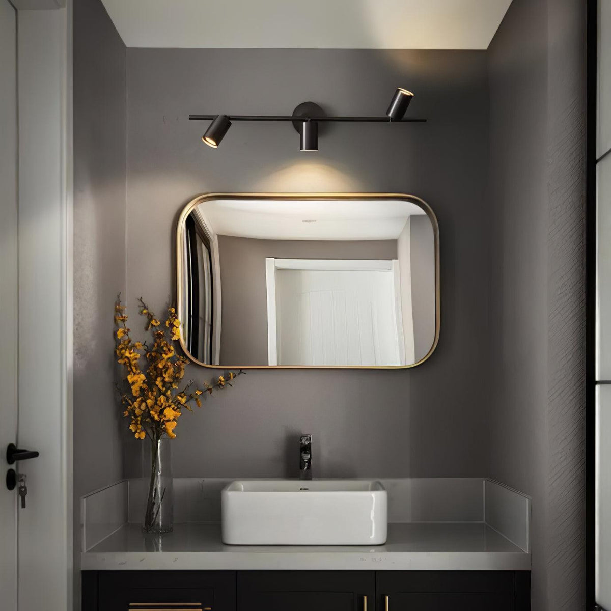 Modern Brass Double Head Wall Spotlight Bar