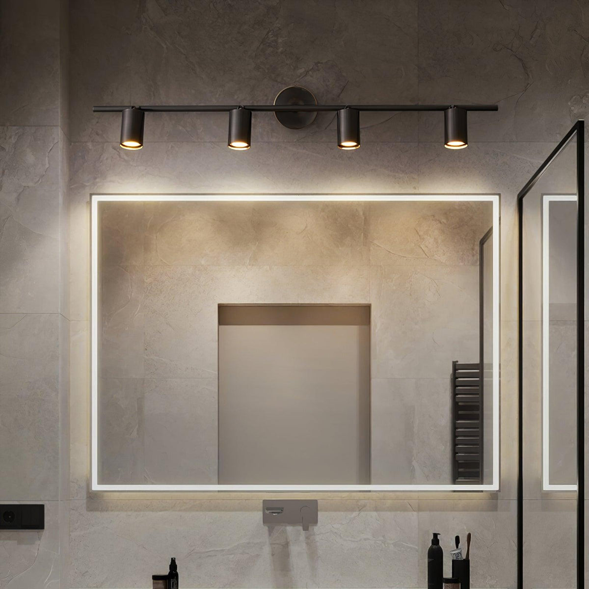 Modern Brass Double Head Wall Spotlight Bar