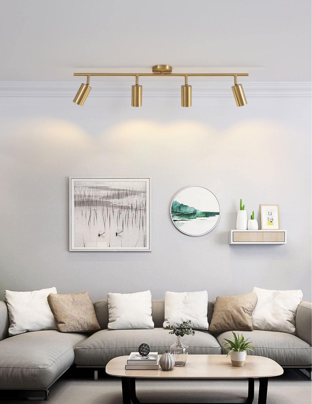 Modern Brass Double Head Wall Spotlight Bar