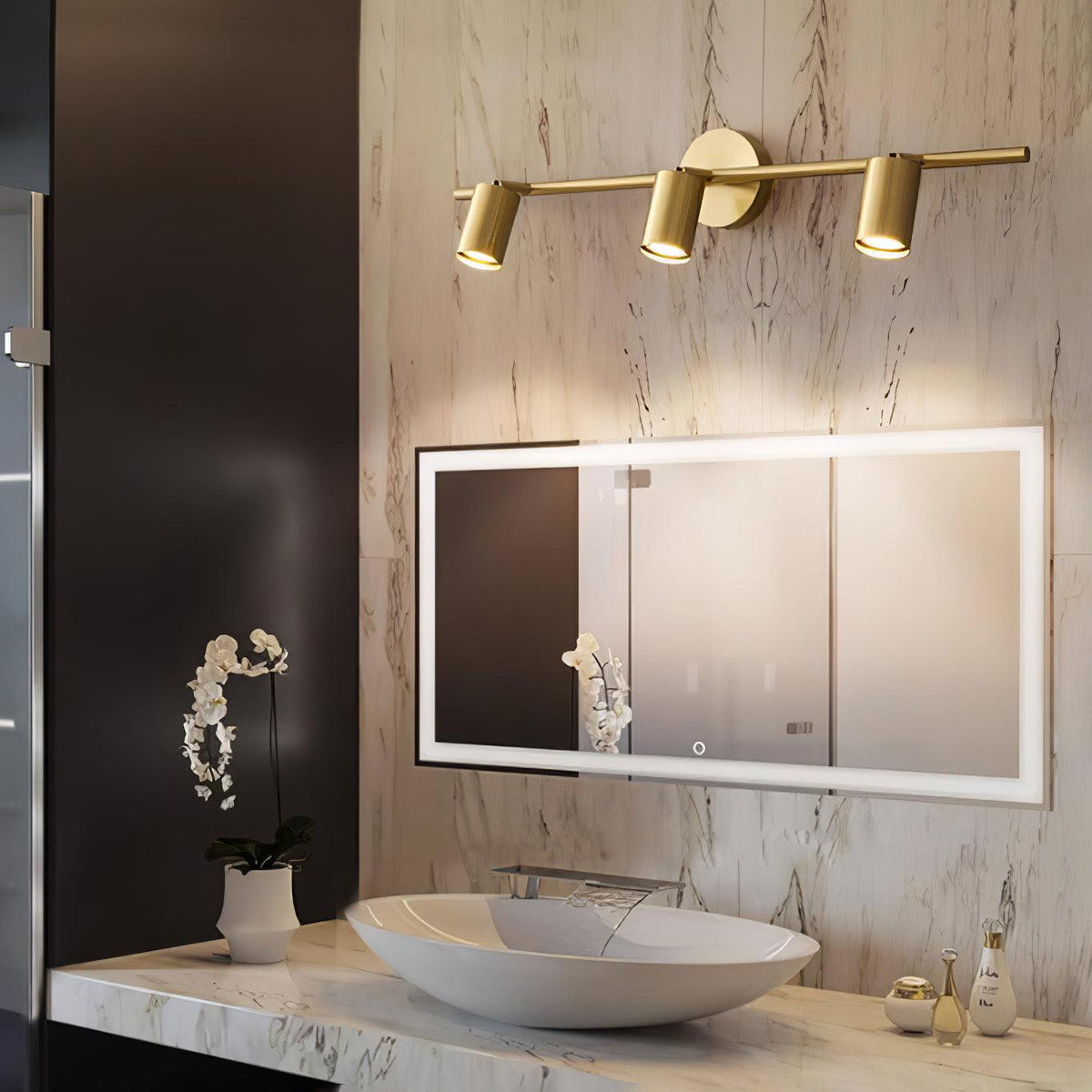 Modern Brass Double Head Wall Spotlight Bar