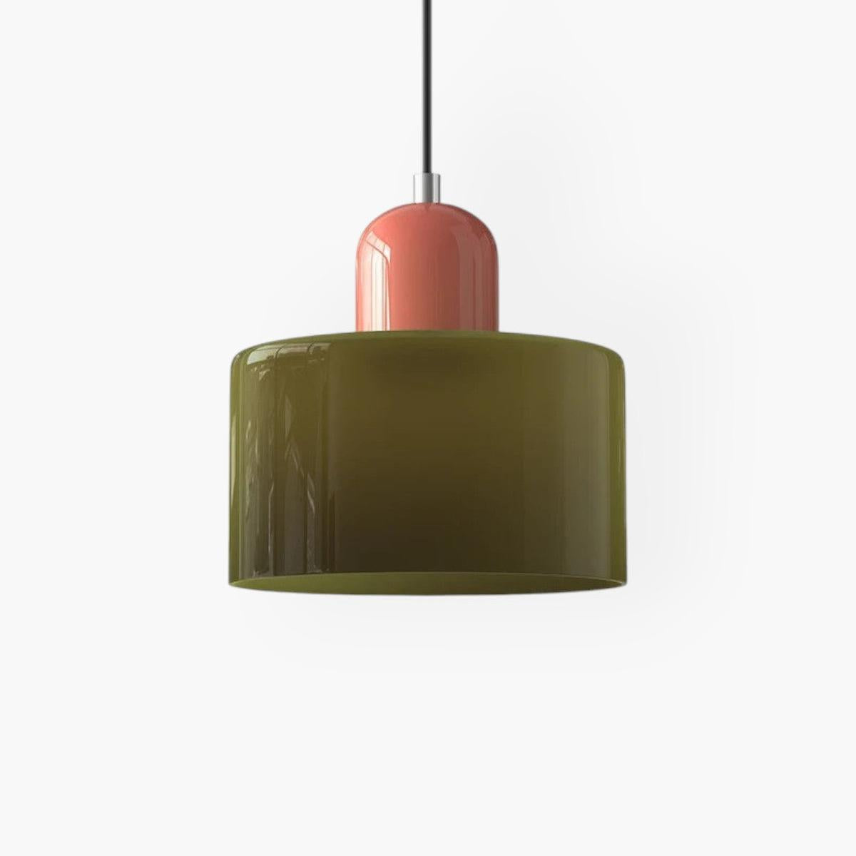 Modern Colored Glass Cylinder Pendant Light