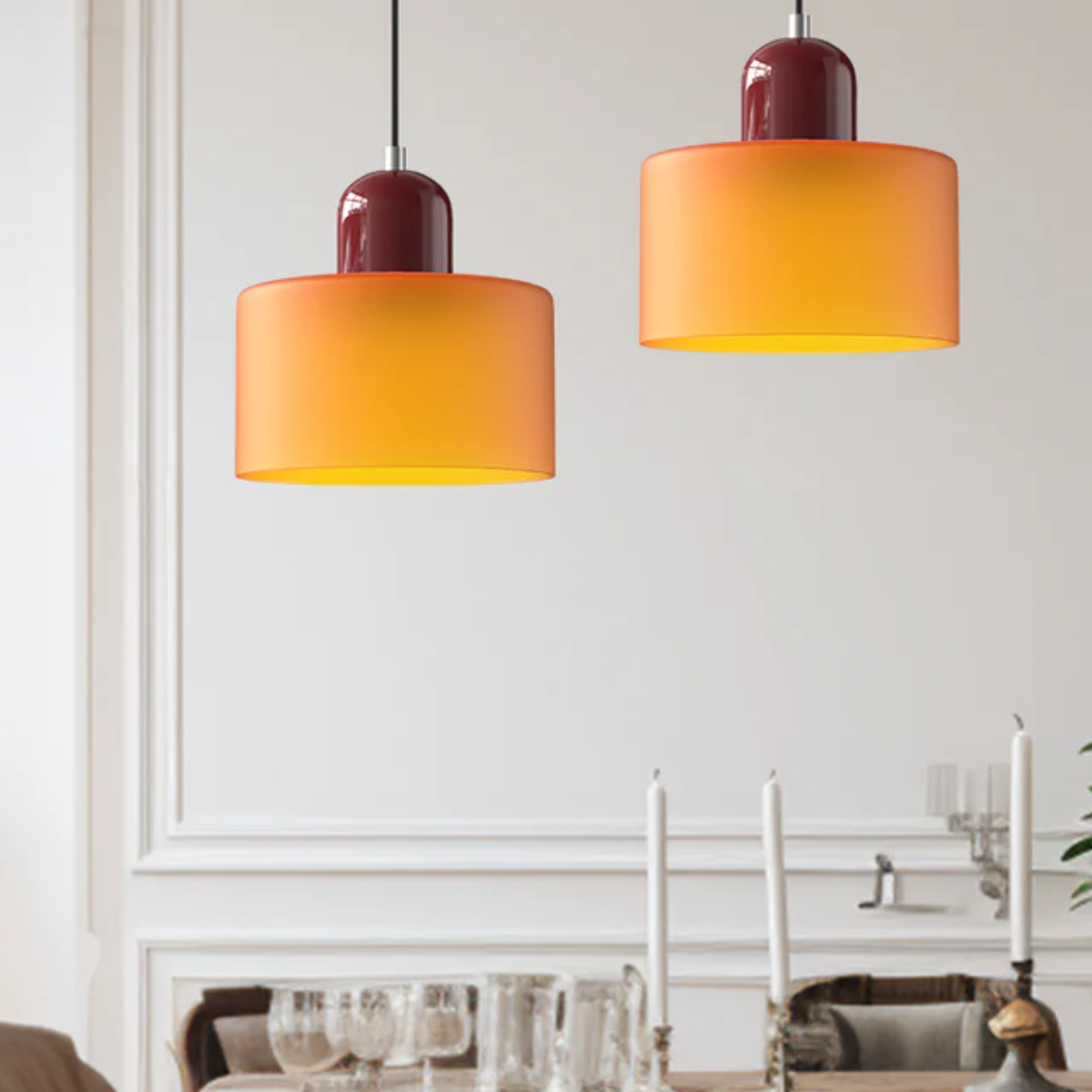 Modern Colored Glass Cylinder Pendant Light