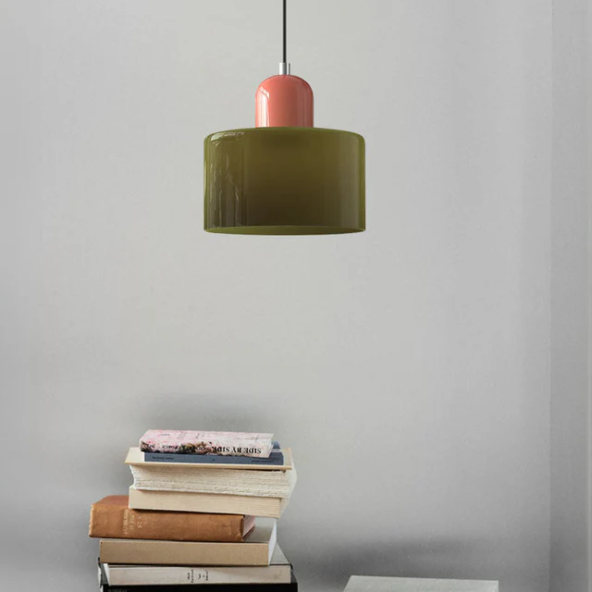Modern Colored Glass Cylinder Pendant Light