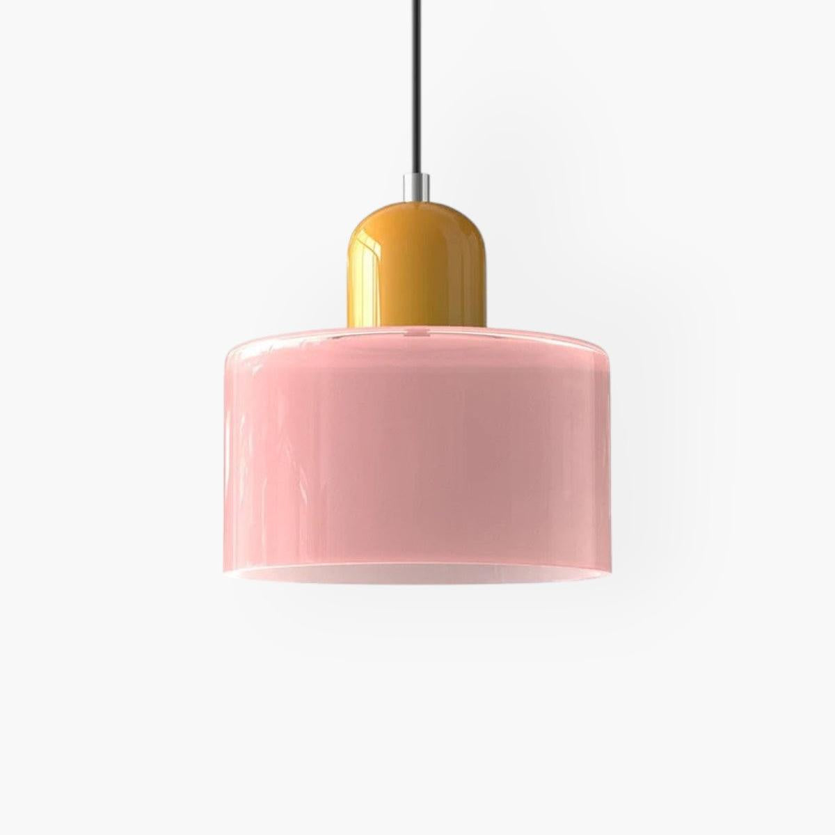 Modern Colored Glass Cylinder Pendant Light