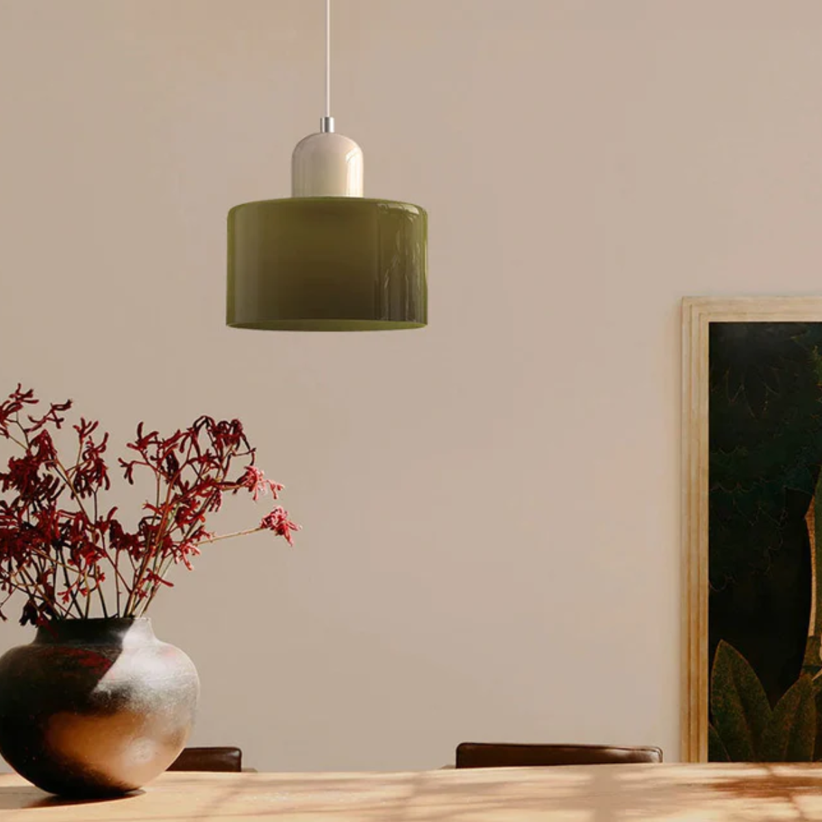 Modern Colored Glass Cylinder Pendant Light