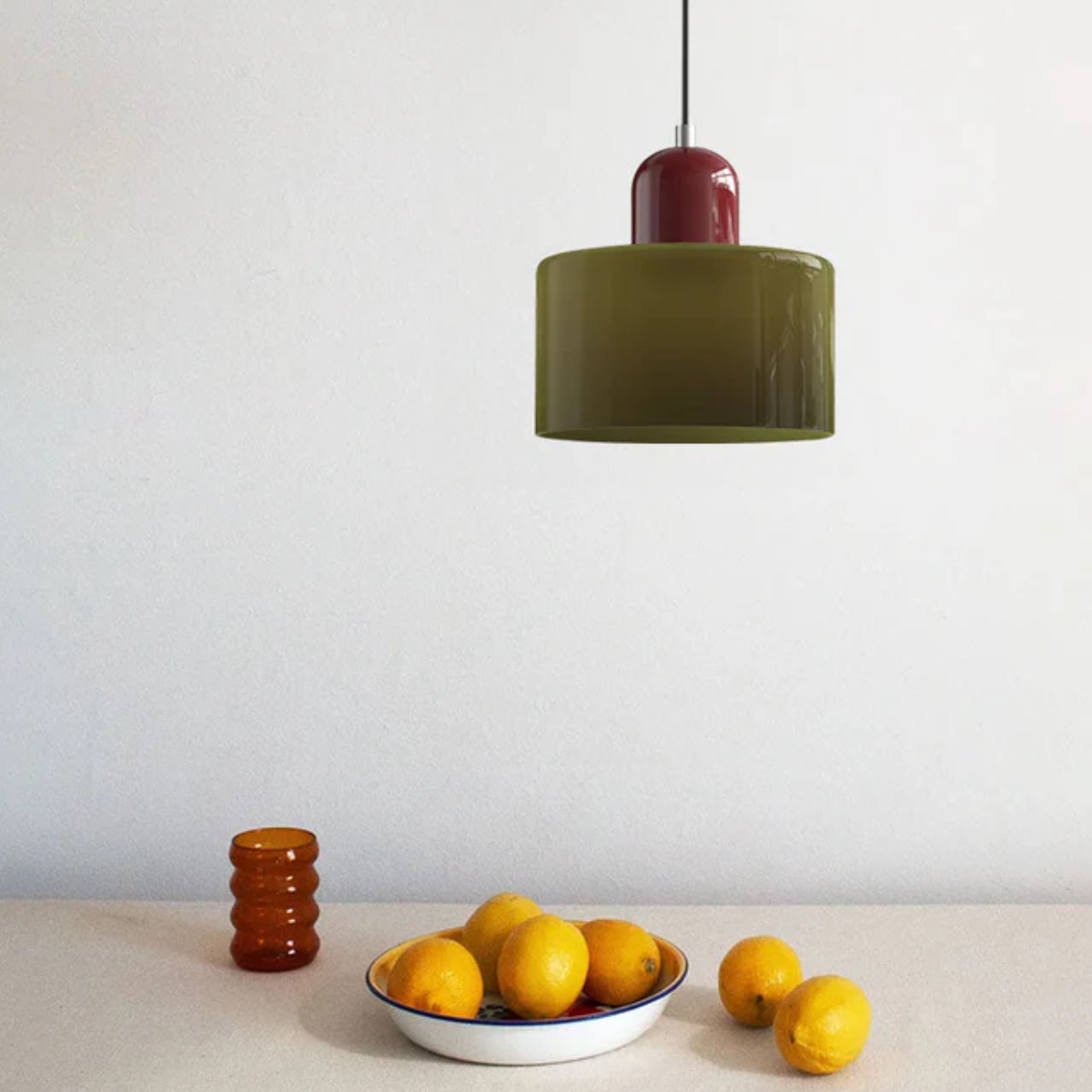 Modern Colored Glass Cylinder Pendant Light