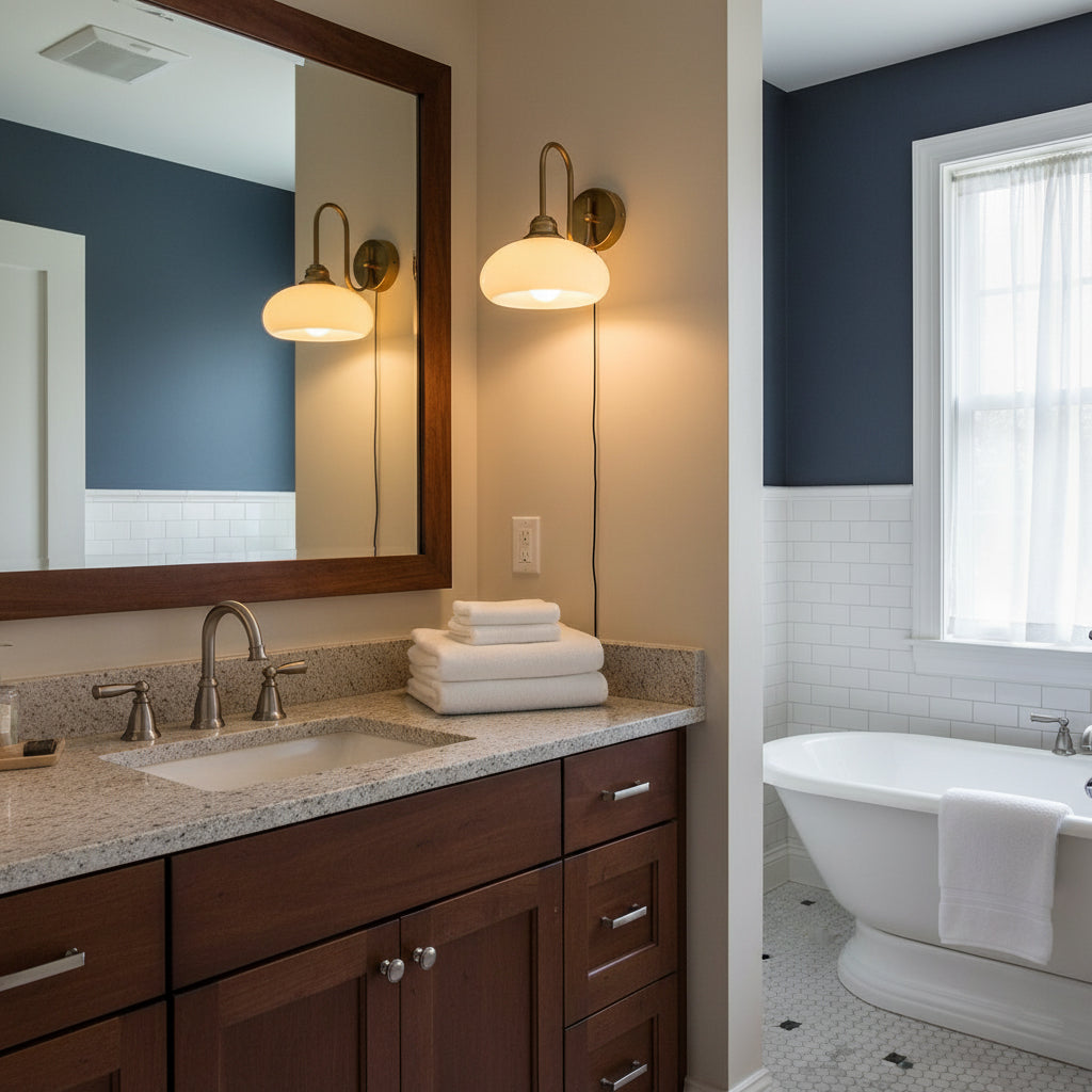 Modern Plug-In Wall Sconce with Glass Shade