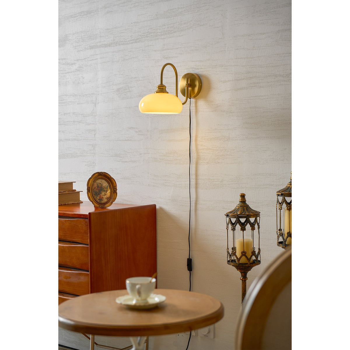 Modern Plug-In Wall Sconce with Glass Shade