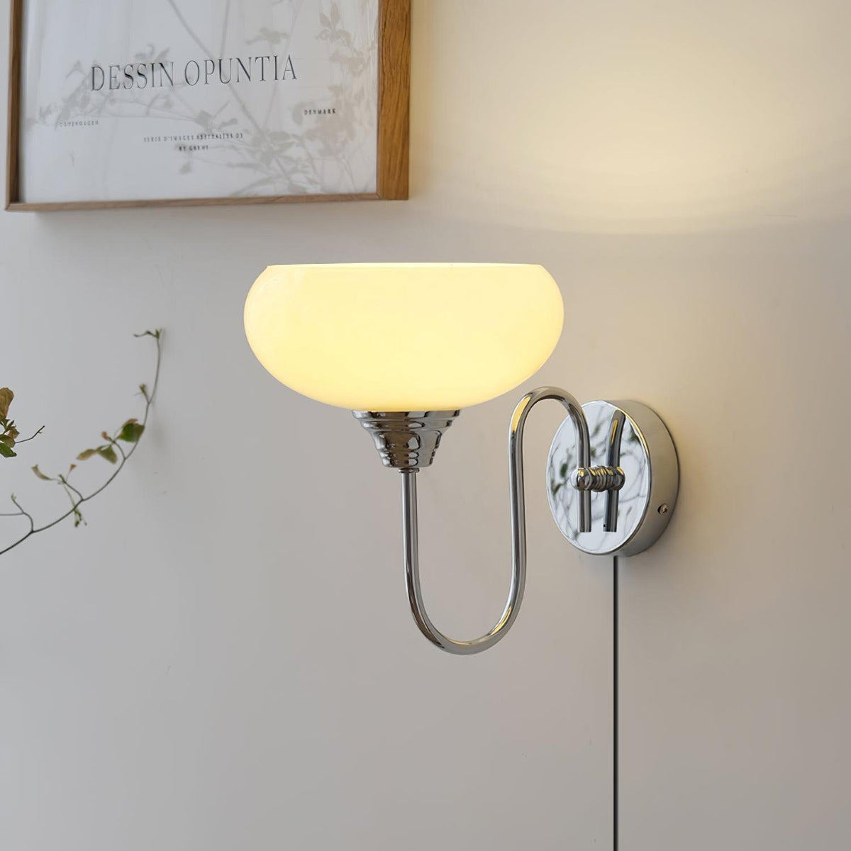 Modern Plug-In Wall Sconce with Glass Shade