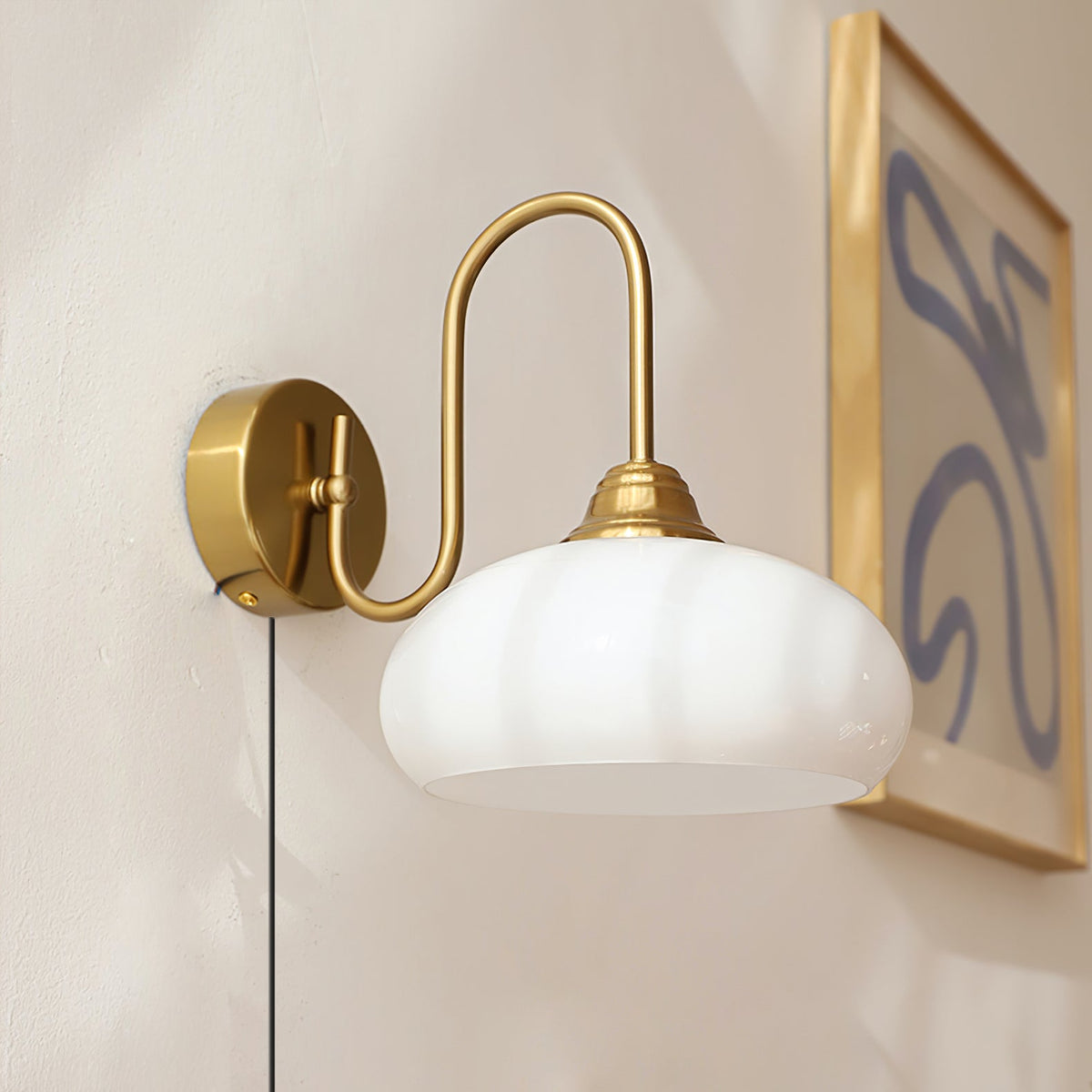 Modern Plug-In Wall Sconce with Glass Shade