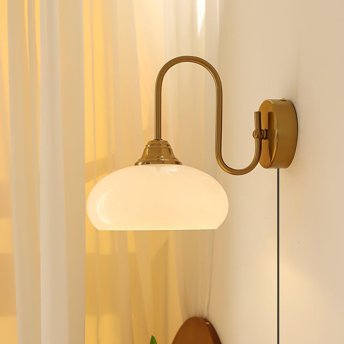 Modern Plug-In Wall Sconce with Glass Shade