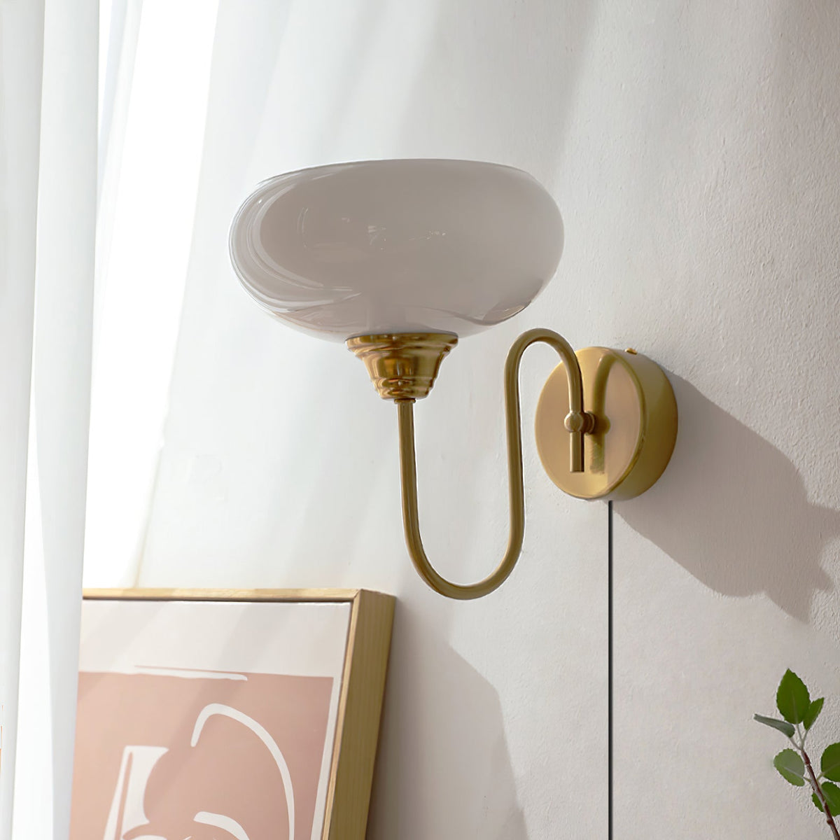 Modern Plug-In Wall Sconce with Glass Shade