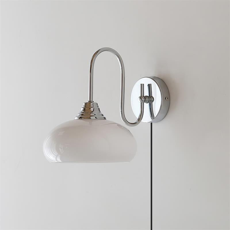 Modern Plug-In Wall Sconce with Glass Shade