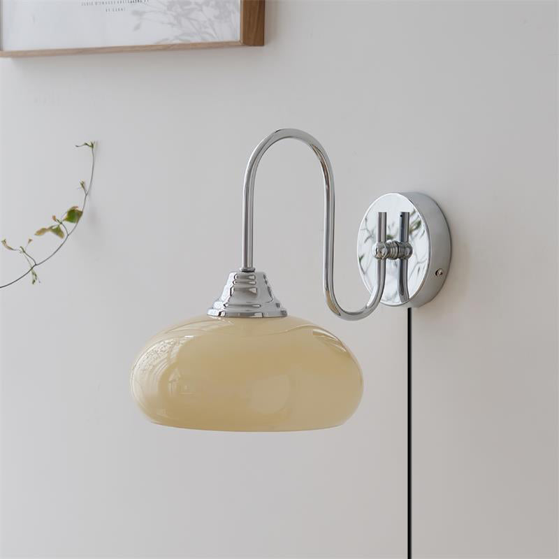 Modern Plug-In Wall Sconce with Glass Shade