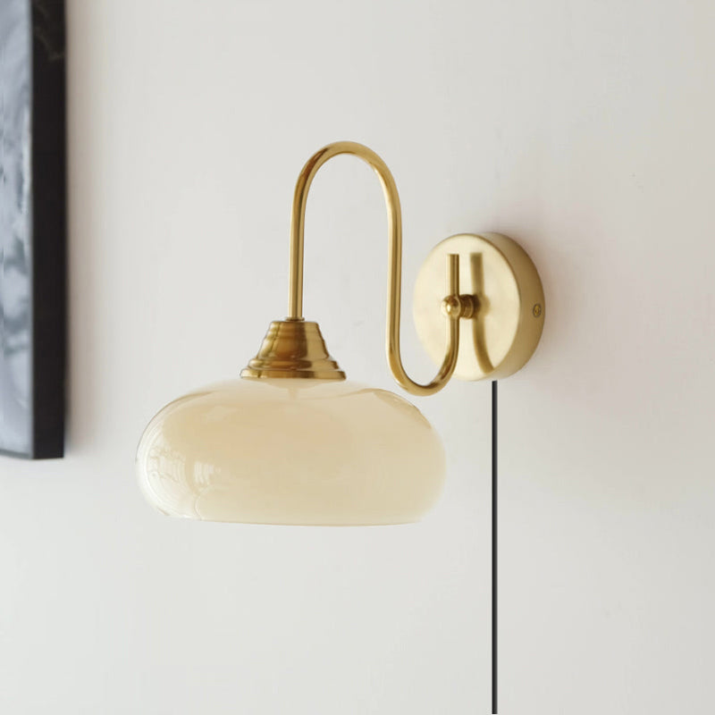 Modern Plug-In Wall Sconce with Glass Shade