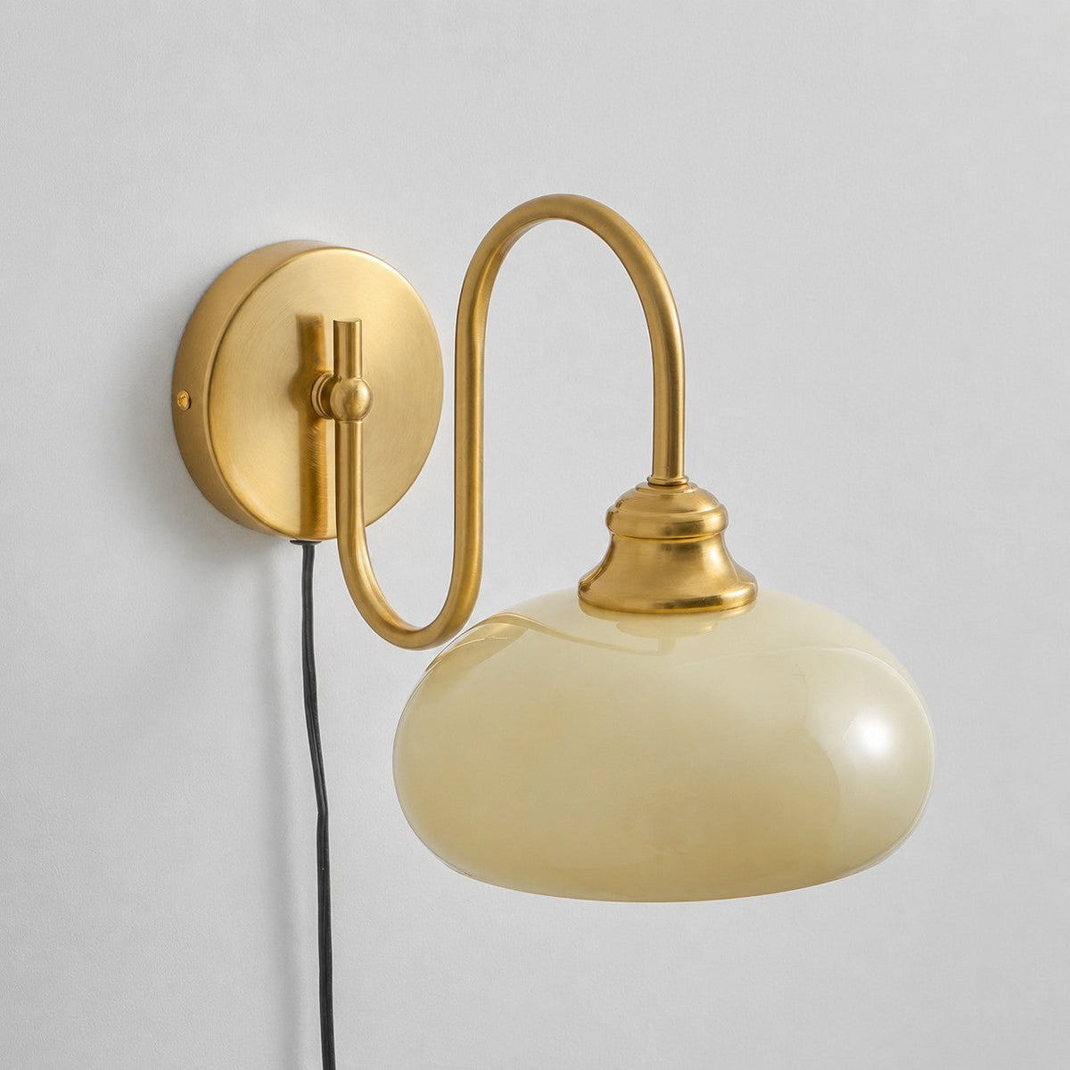 Modern Plug-In Wall Sconce with Glass Shade