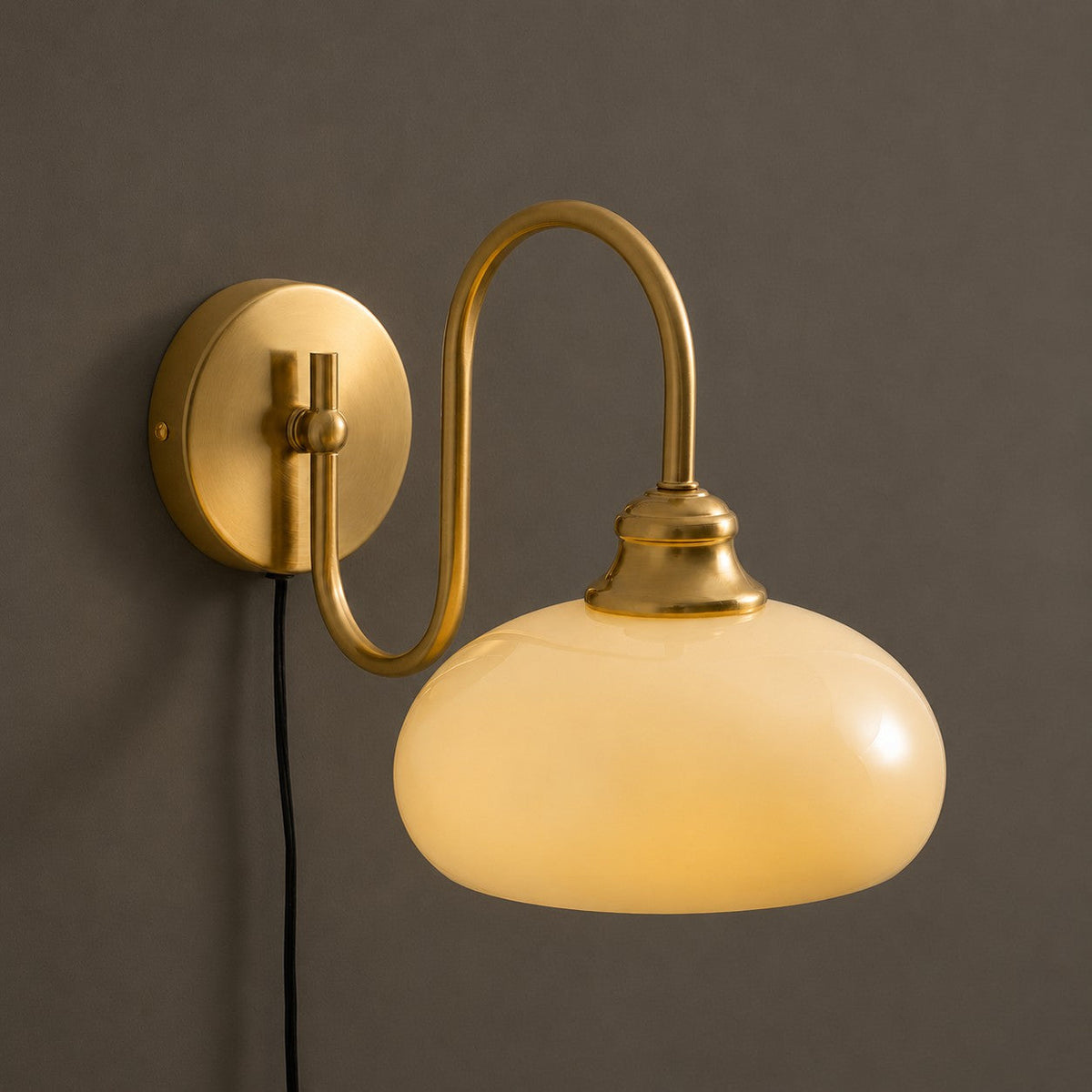 Modern Plug-In Wall Sconce with Glass Shade