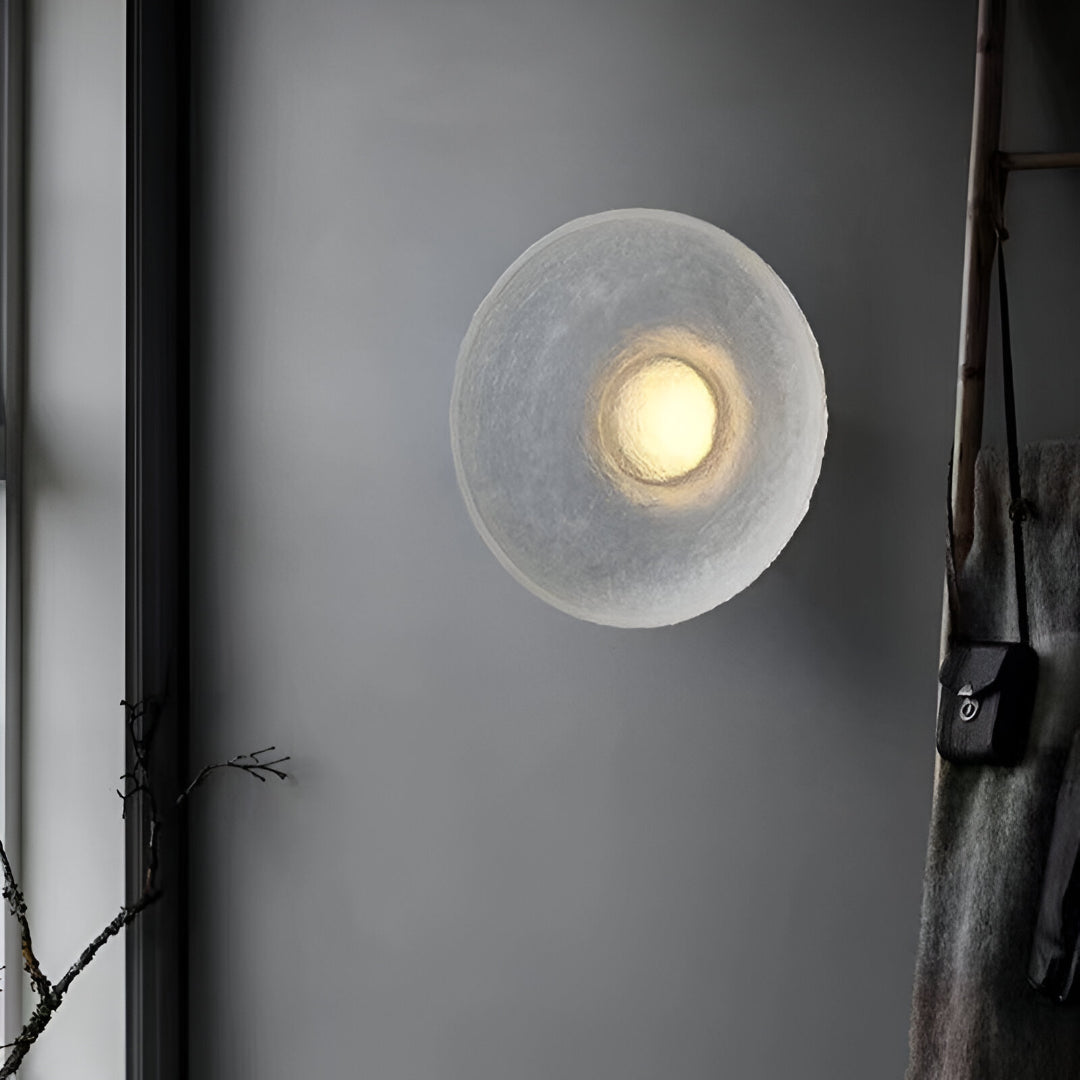 Modern Round Resin Wall Sconce with Halo Glow