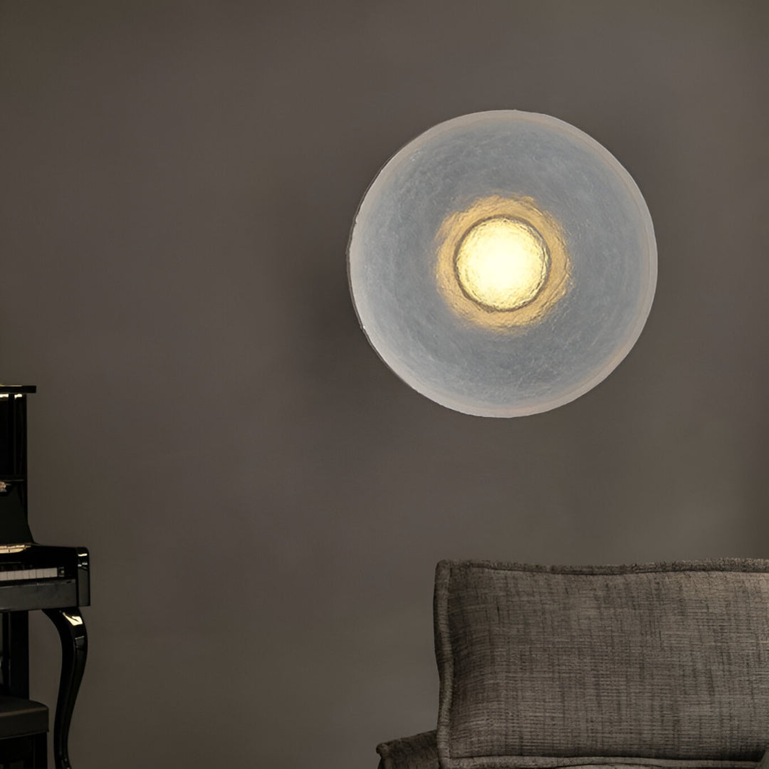 Modern Round Resin Wall Sconce with Halo Glow