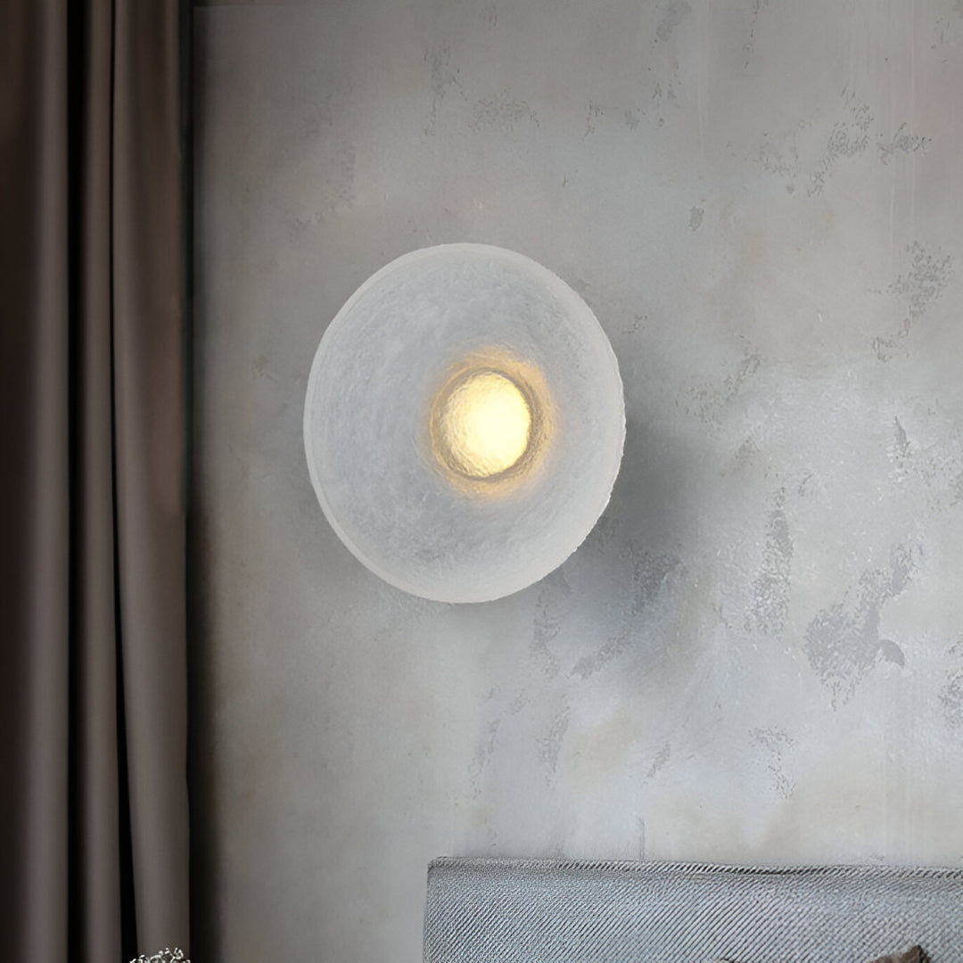 Modern Round Resin Wall Sconce with Halo Glow