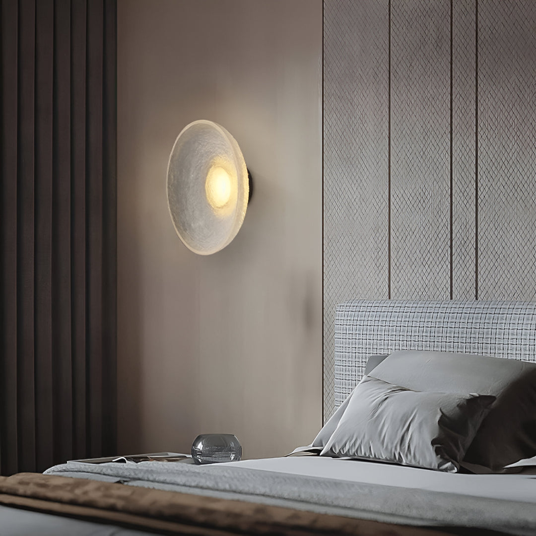 Modern Round Resin Wall Sconce with Halo Glow