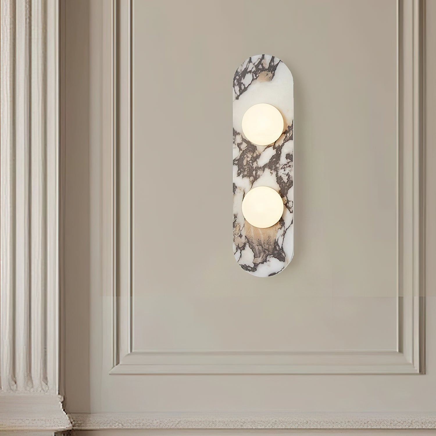 Italian Marble Wall Sconce with Opal Globes