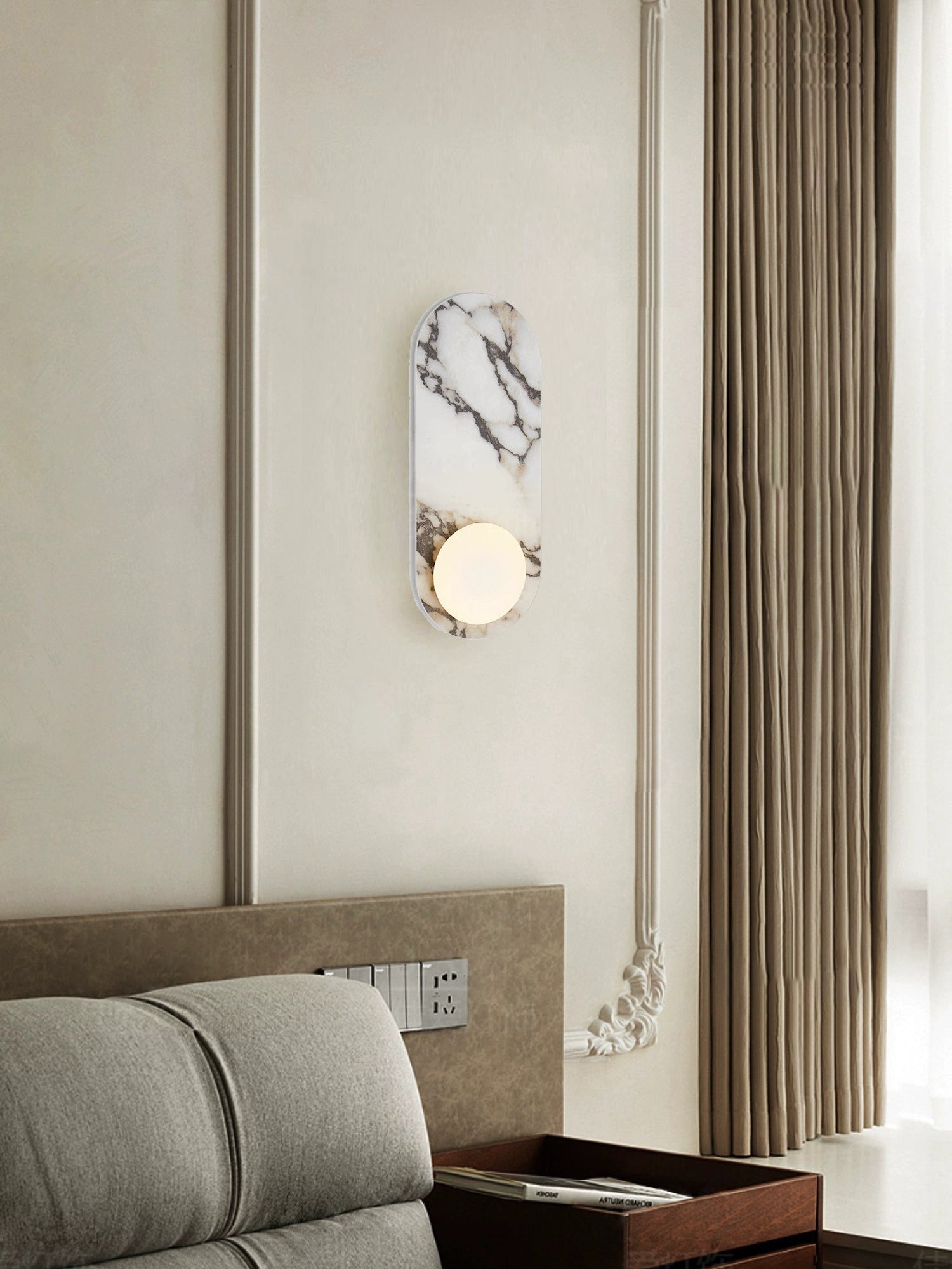 Italian Marble Wall Sconce with Opal Globes